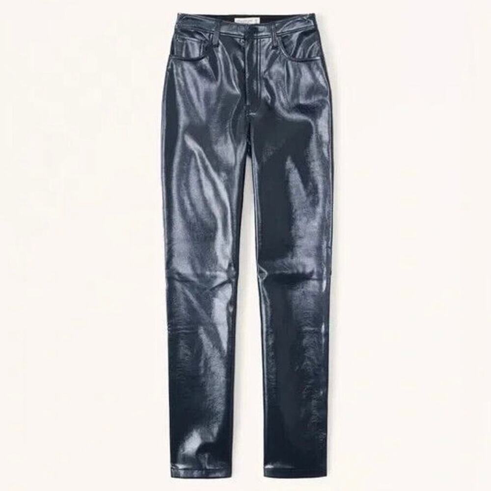 Abercrombie & Fitch Black Faux Leather Straight Leg Pants
